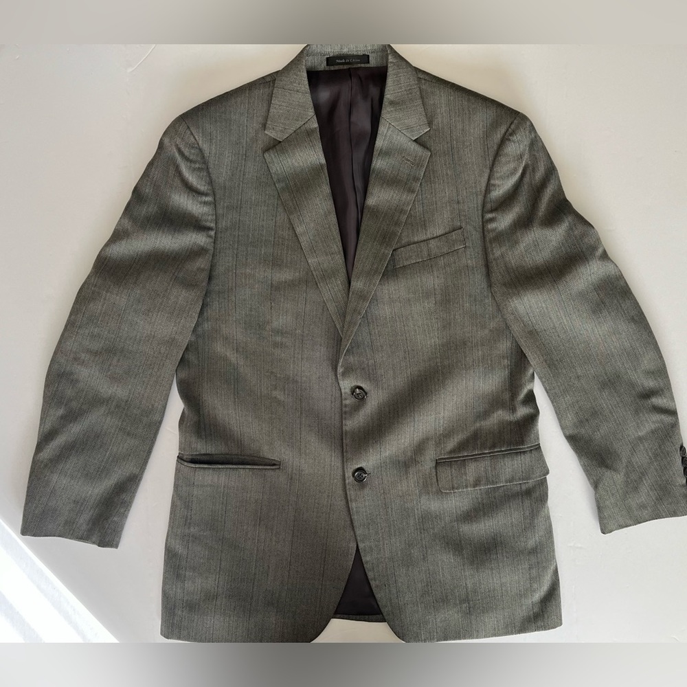 Chaps Mens Blazer Sport Coat Two Button Jacket Mens Size 40R Casual‎ Suits Grey